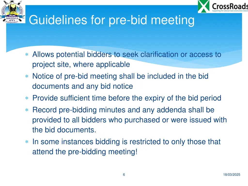 guidelines for pre bid meeting