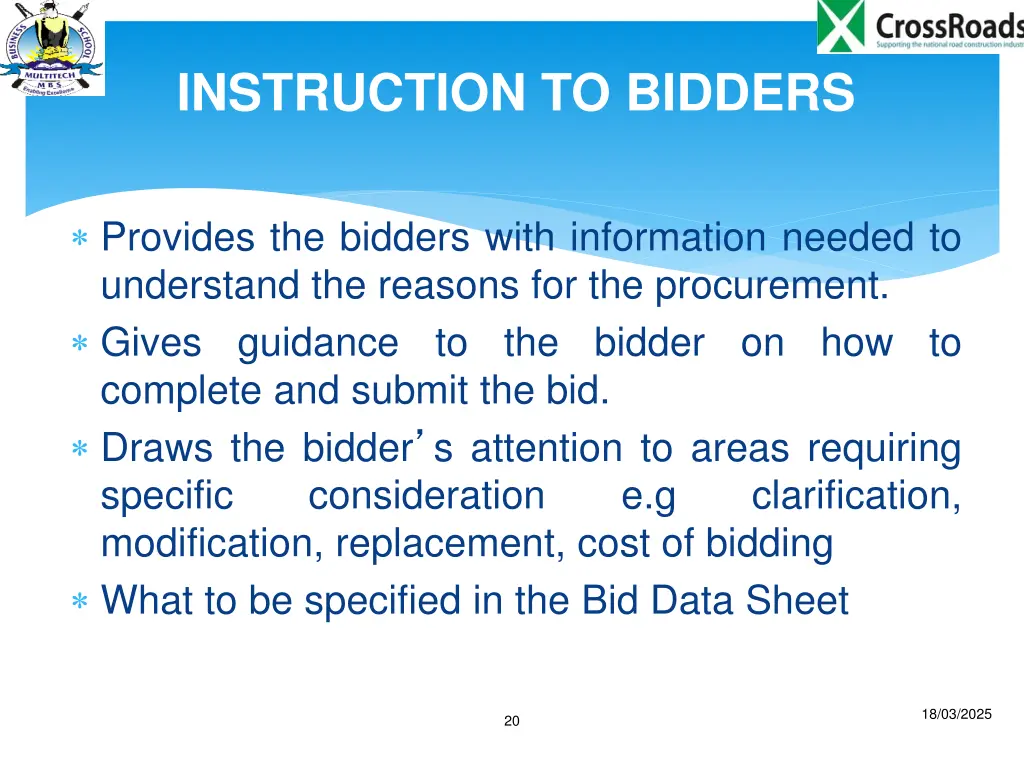 instruction to bidders