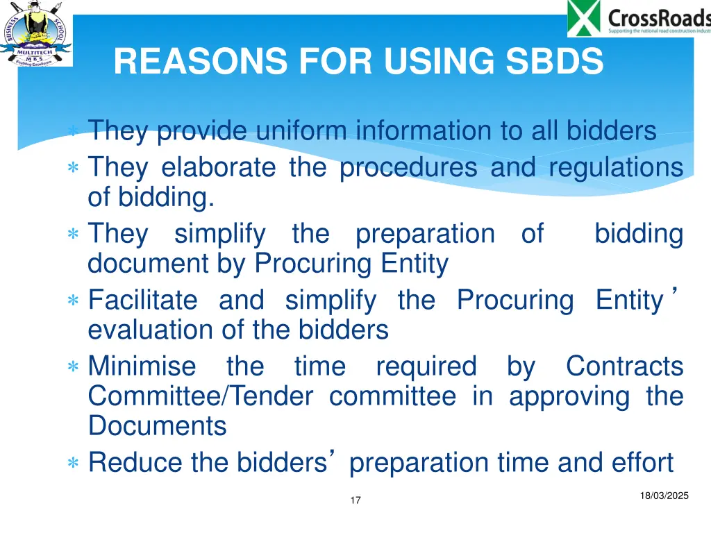 reasons for using sbds