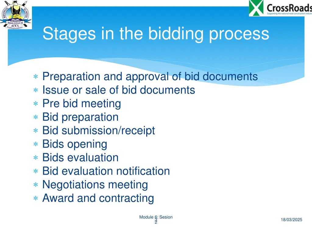 stages in the bidding process