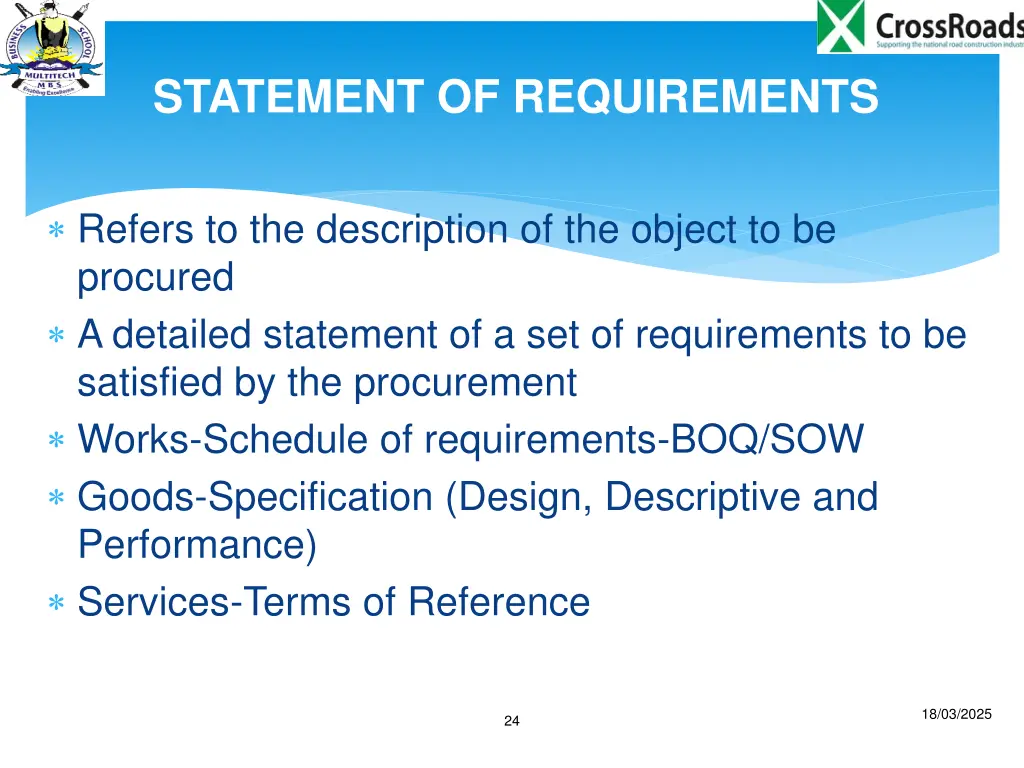 statement of requirements