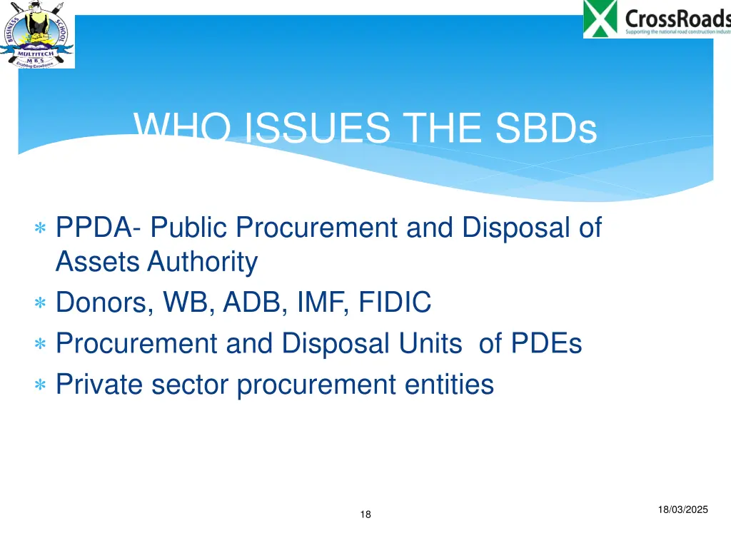 who issues the sbds