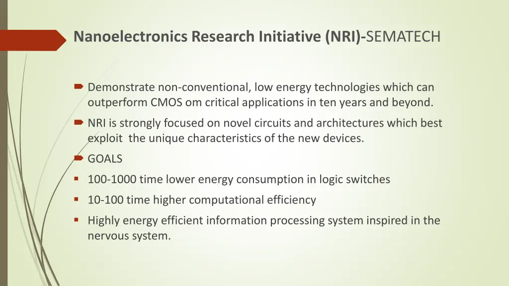 nanoelectronics research initiative nri sematech