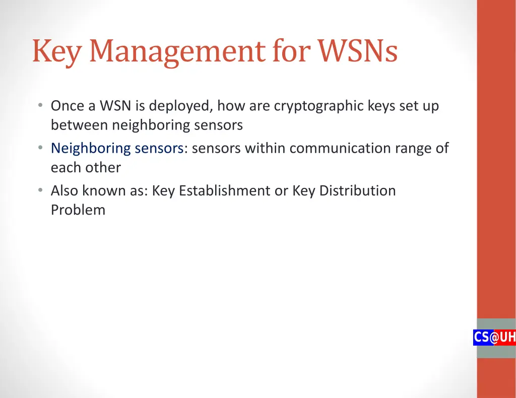 key management for wsns