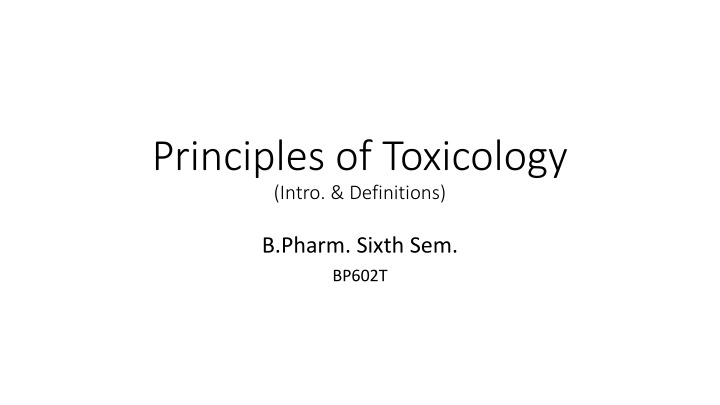 principles of toxicology intro definitions