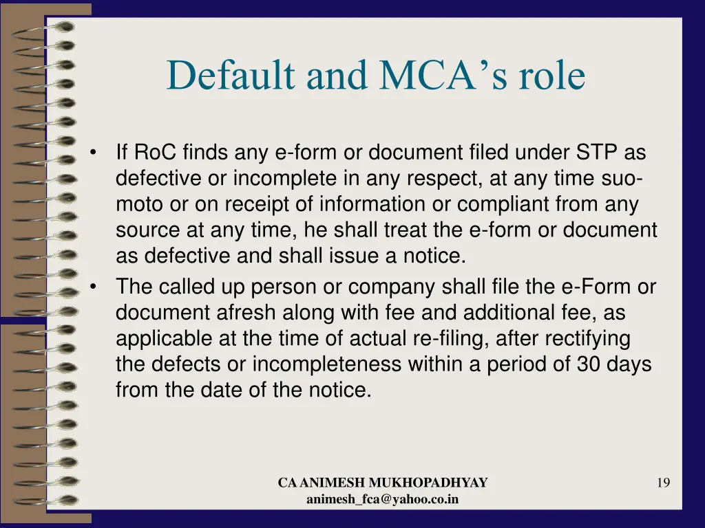 default and mca s role 1