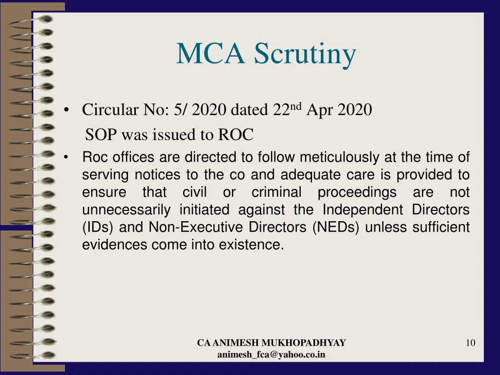 mca scrutiny 1