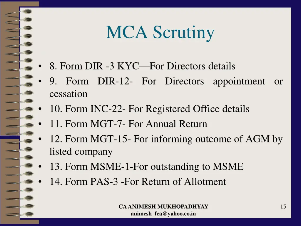 mca scrutiny 6