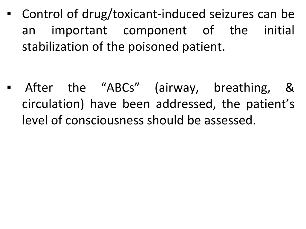 control of drug toxicant induced seizures