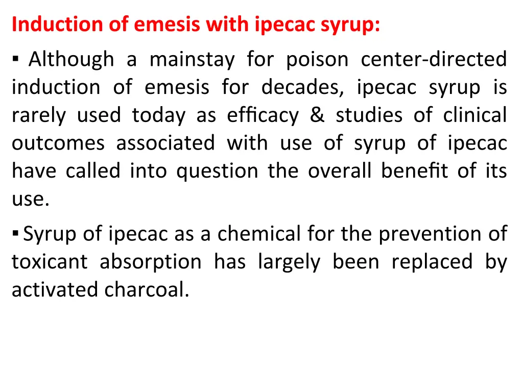 induction of emesis with ipecac syrup