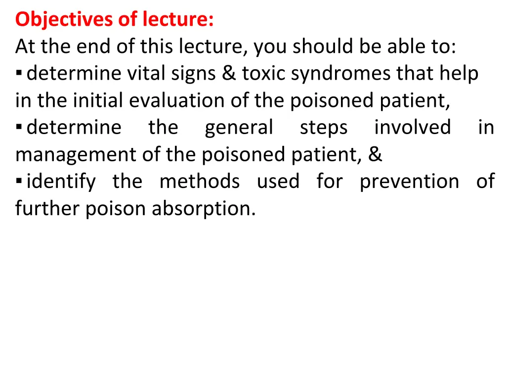 objectives of lecture at the end of this lecture