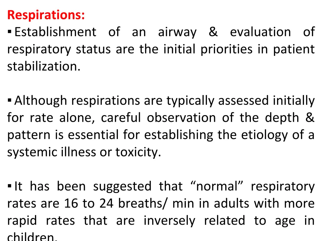 respirations establishment of an airway