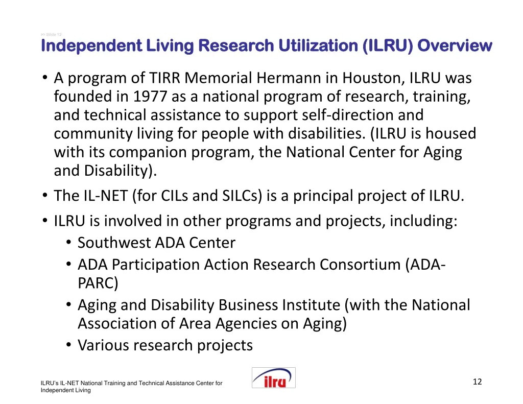 slide slide 12 independent living research