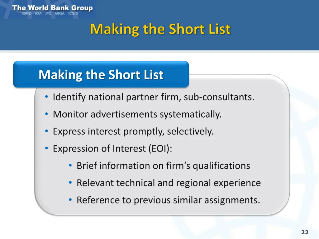 making the short list