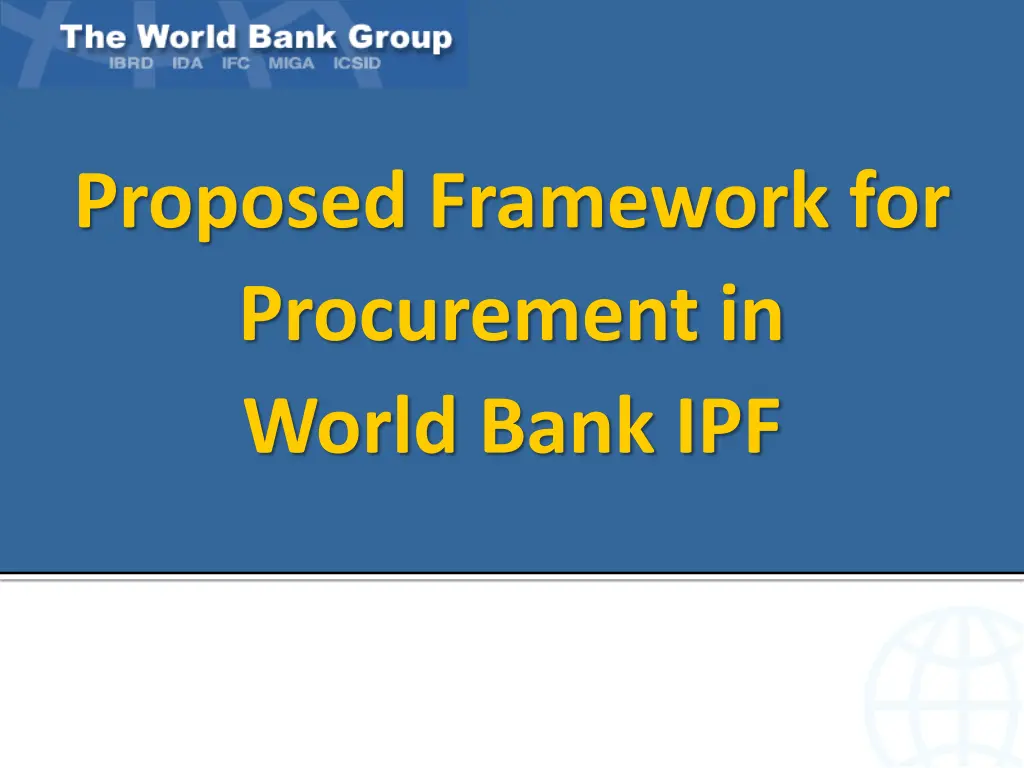 proposed framework for procurement in world bank