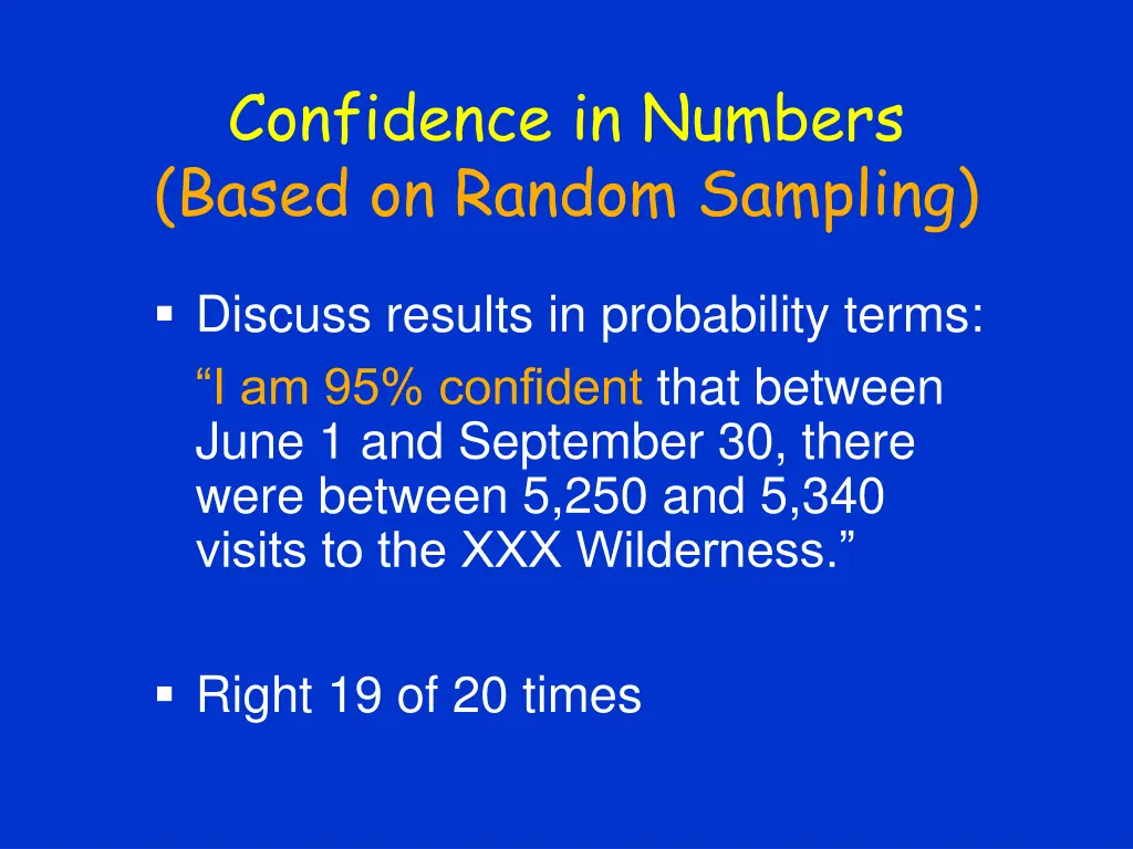 confidence in numbers based on random sampling