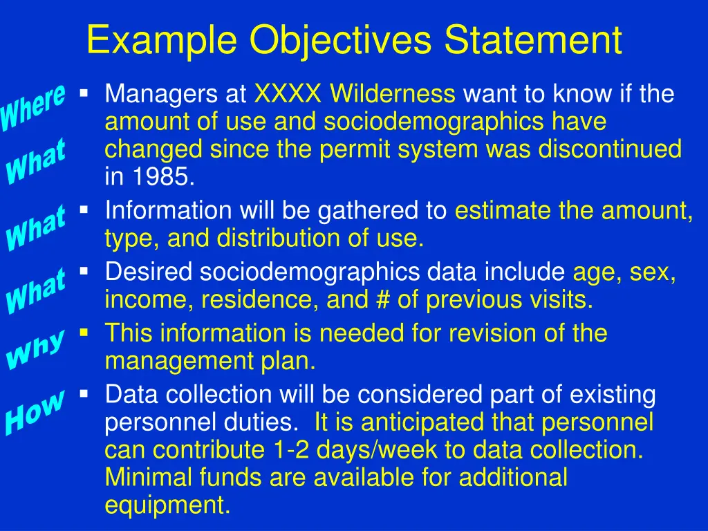 example objectives statement 3