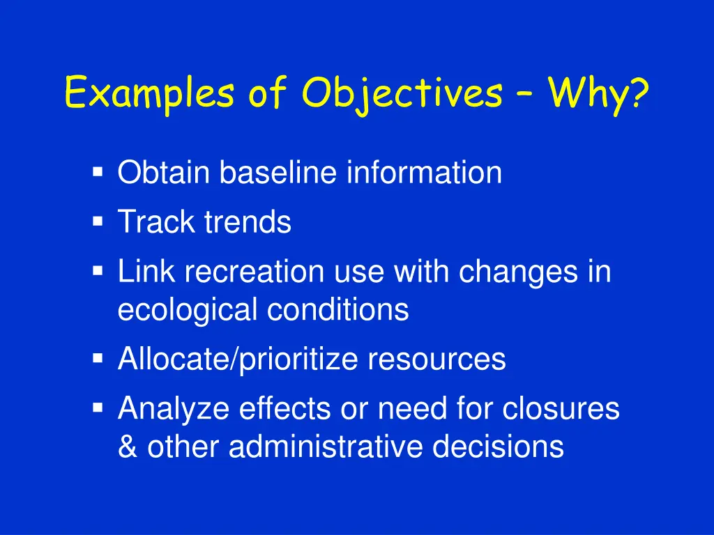 examples of objectives why