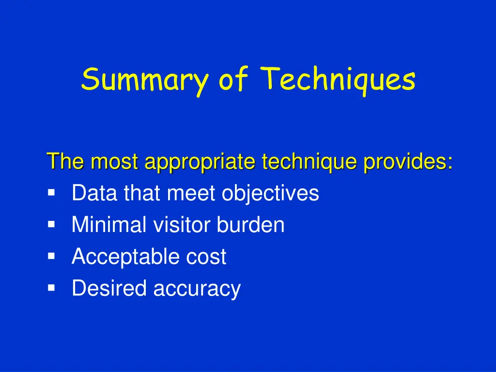 summary of techniques