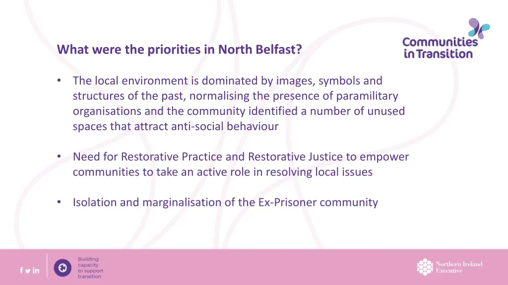 what were the priorities in north belfast 1