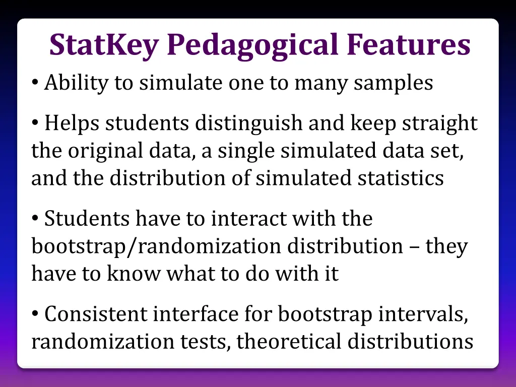 statkey pedagogical features