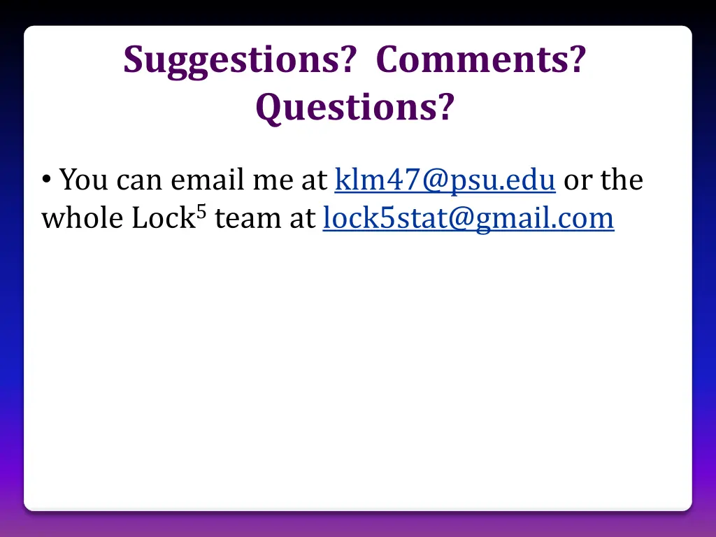 suggestions comments questions