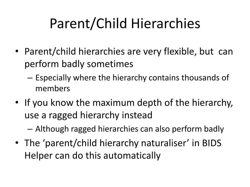parent child hierarchies