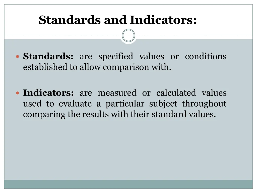 standards and indicators