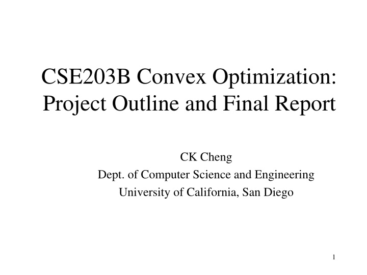 cse203b convex optimization project outline