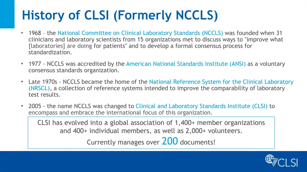 history of clsi formerly nccls