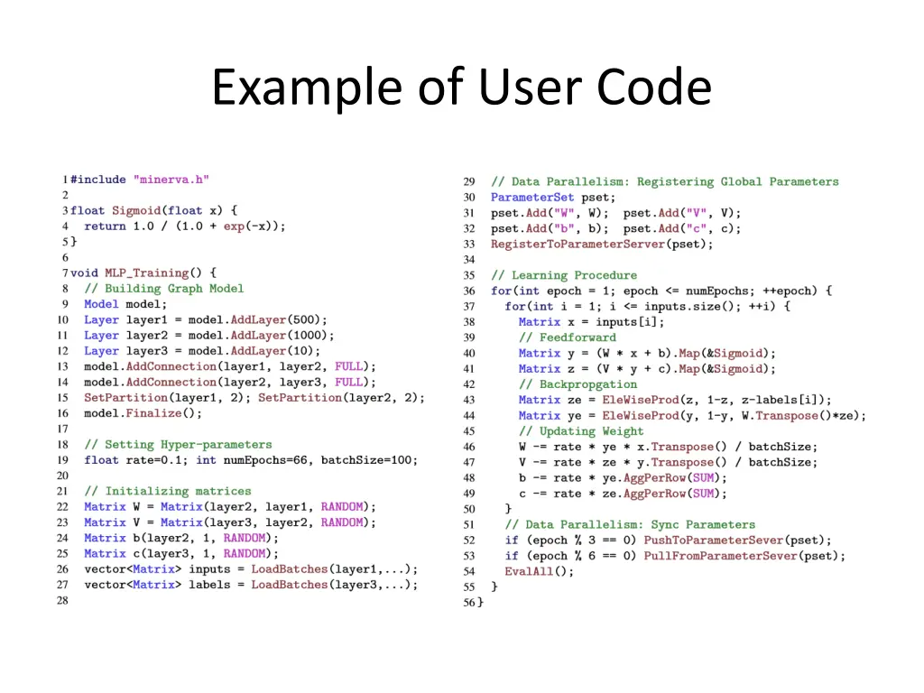 example of user code