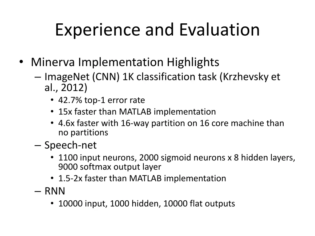 experience and evaluation