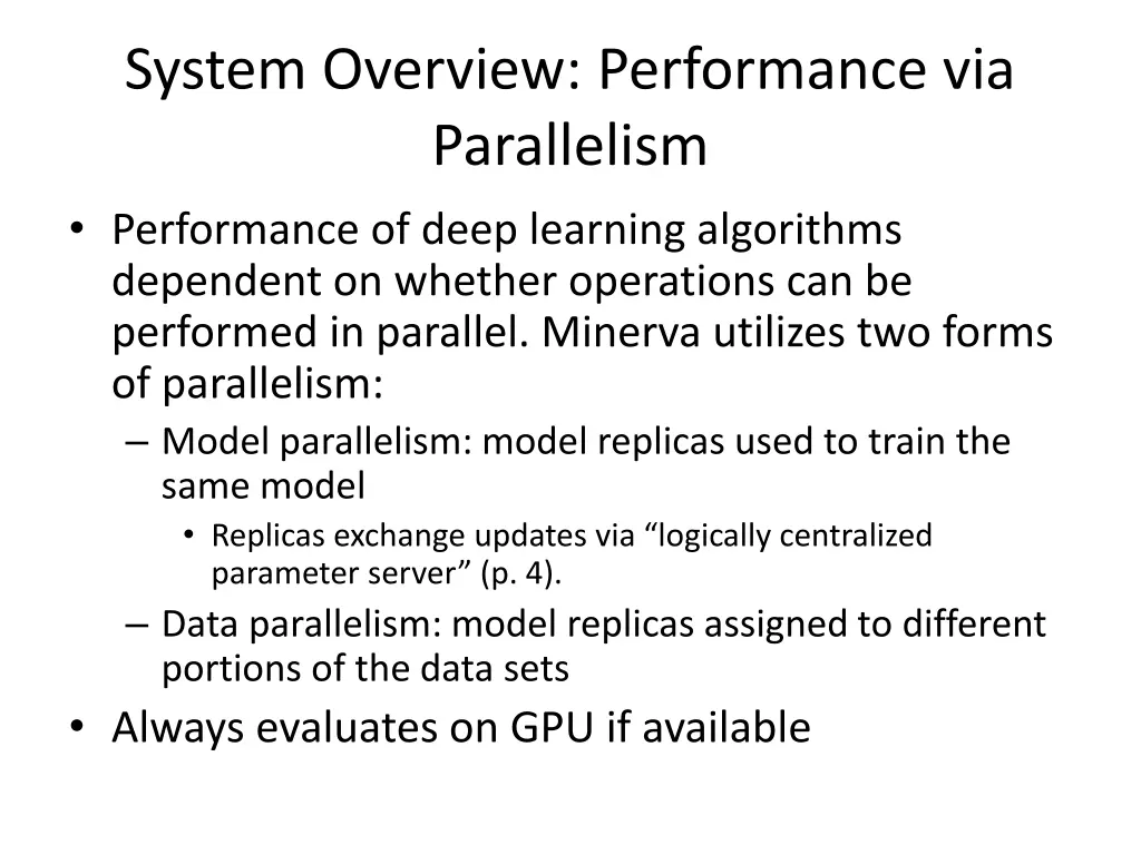 system overview performance via parallelism