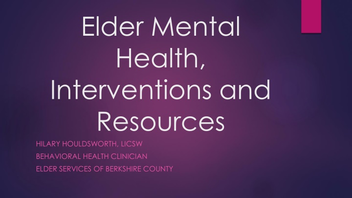 elder mental health interventions and resources