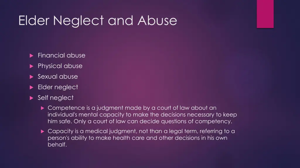 elder neglect and abuse