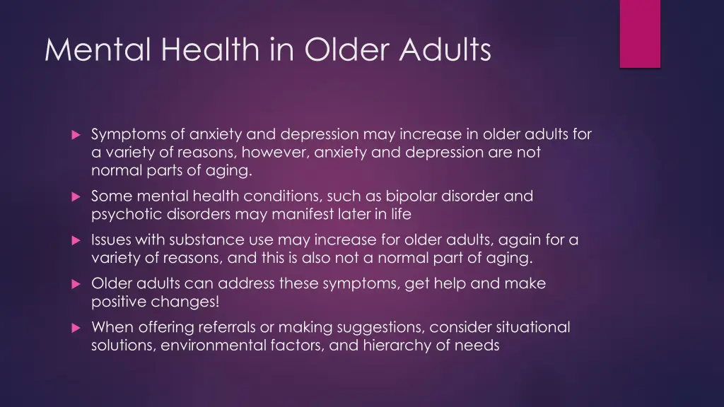 mental health in older adults