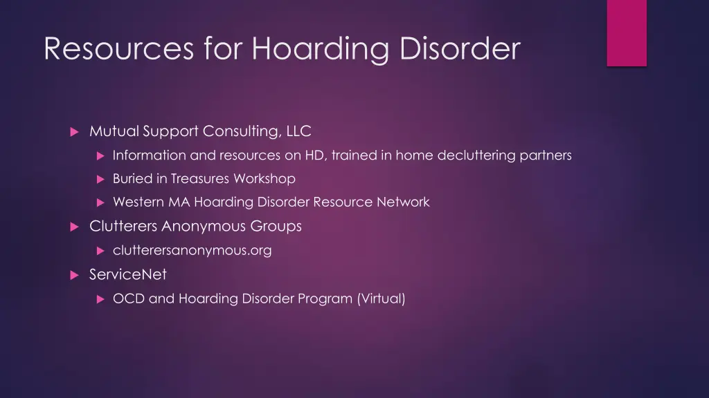 resources for hoarding disorder