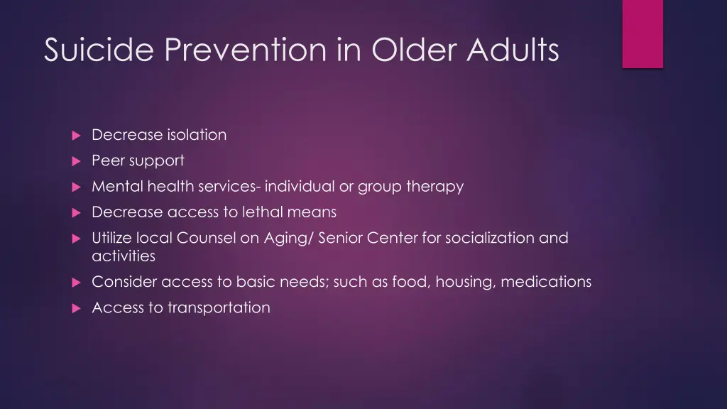 suicide prevention in older adults