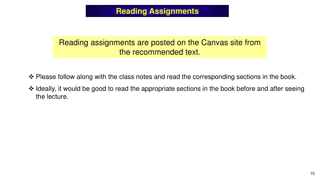 reading assignments