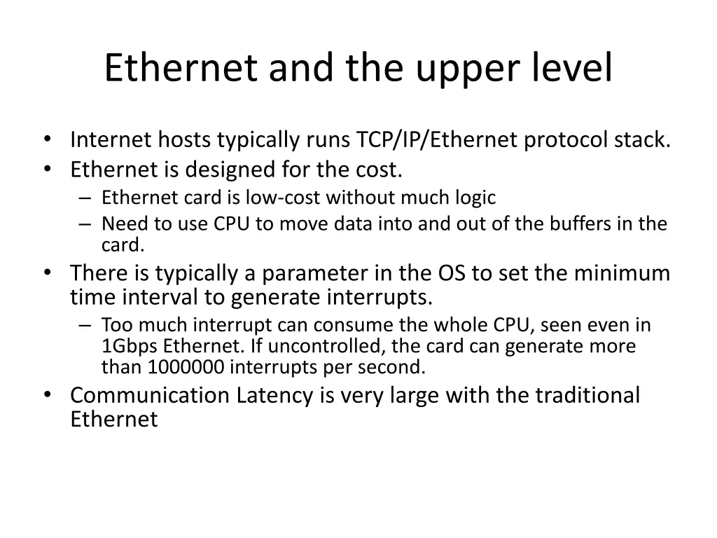 ethernet and the upper level