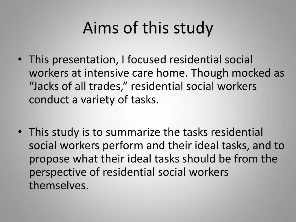 aims of this study