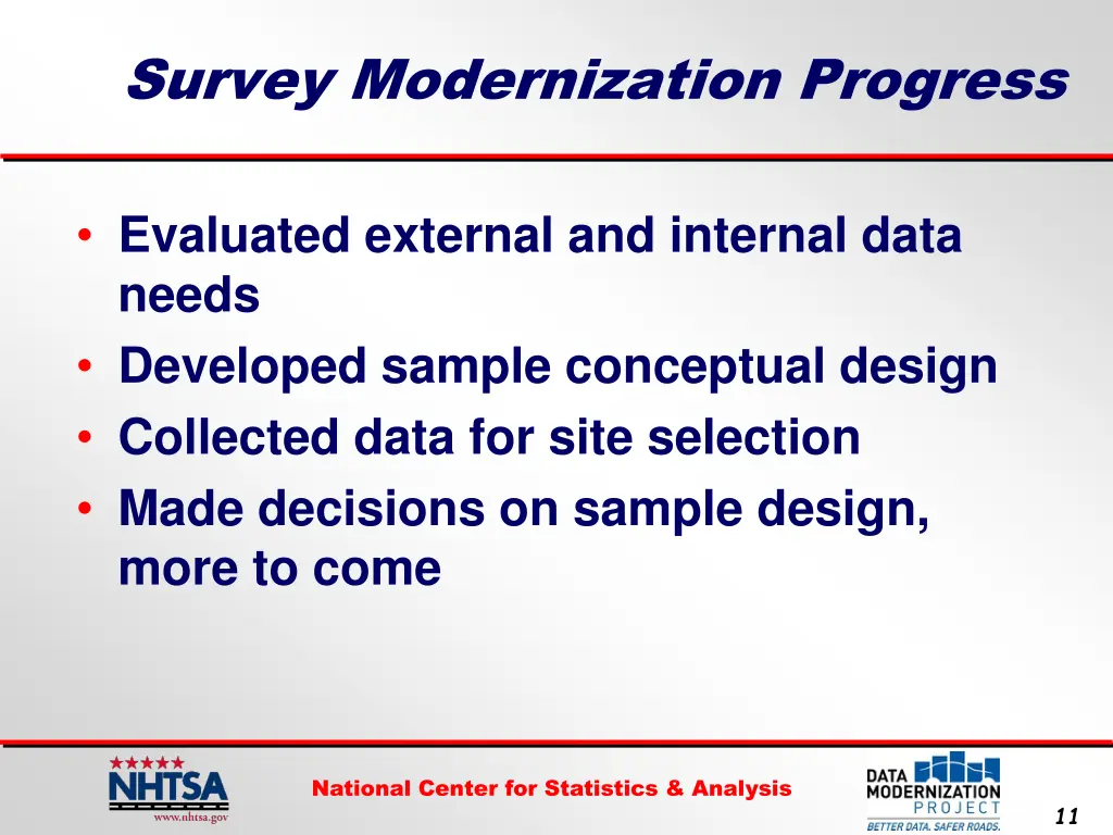 survey modernization progress
