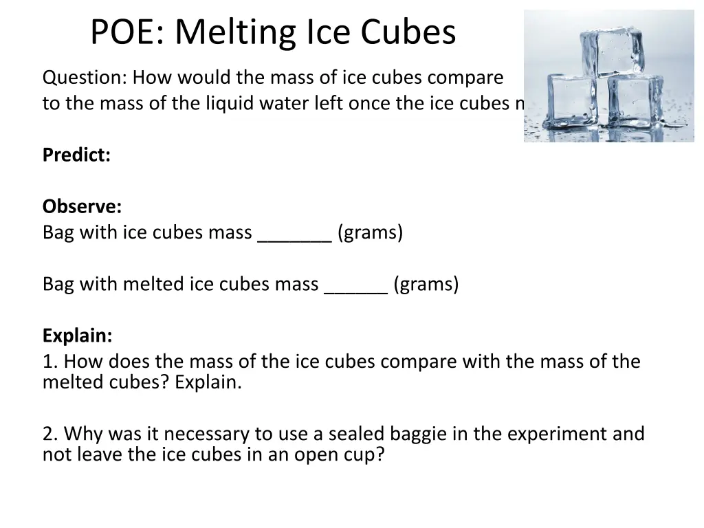 poe melting ice cubes