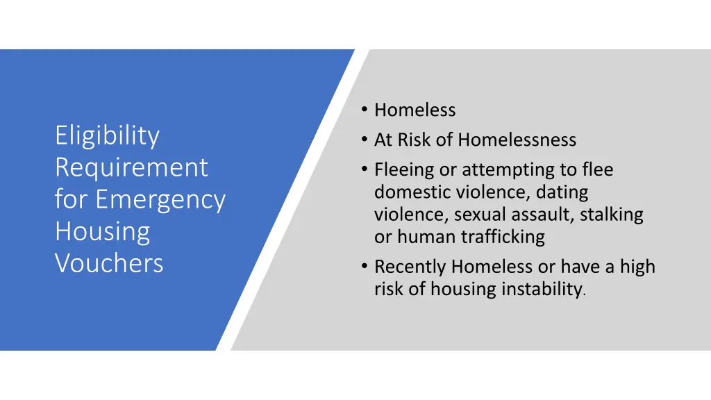 homeless at risk of homelessness fleeing
