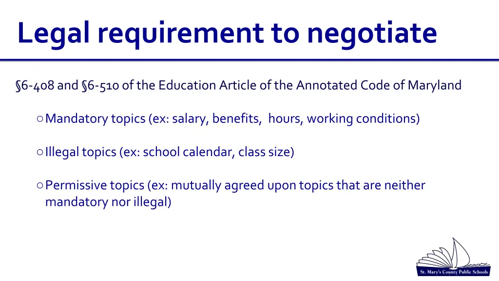 legal requirement to negotiate