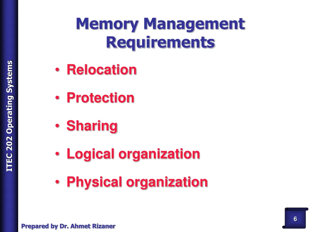 memory management requirements