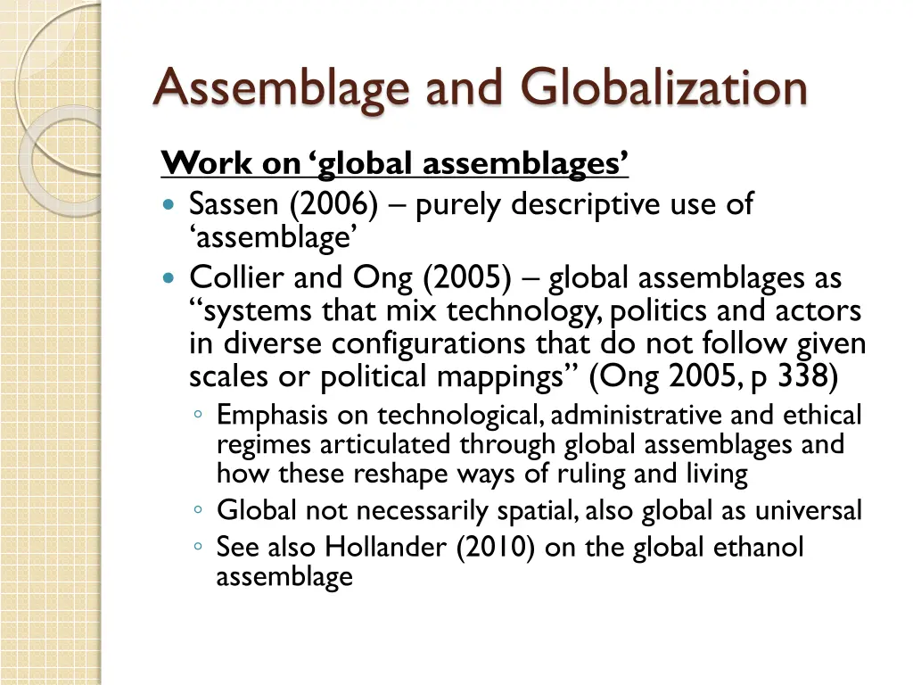 assemblage and globalization