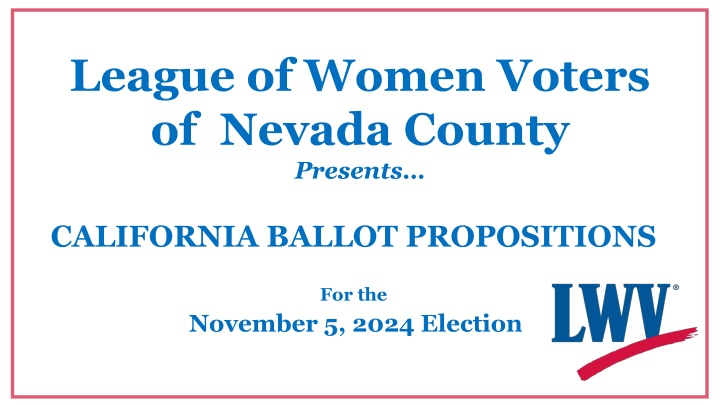 league of women voters of nevada county presents