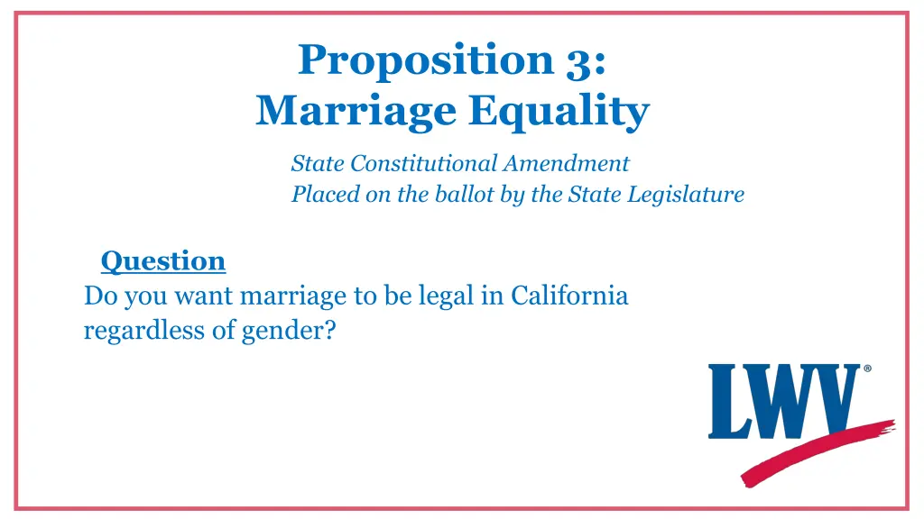proposition 3 marriage equality