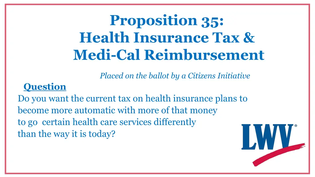 proposition 35 health insurance tax medi